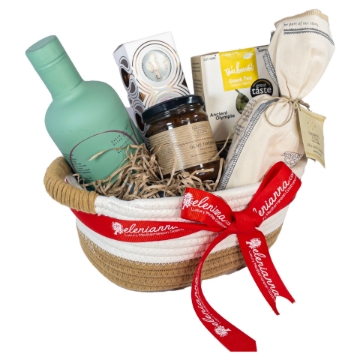 Greek Treasures Wooden Gift Basket, Luxury Food Hampers & Gift Boxes