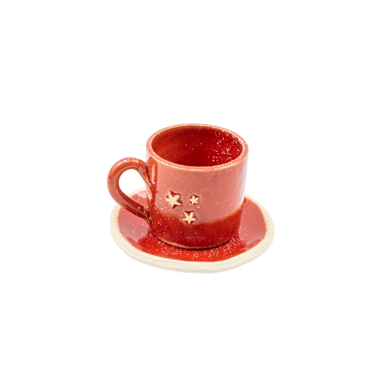 Handcrafted Stoneware Ceramic Christmas Coffee Cup with Saucer ...